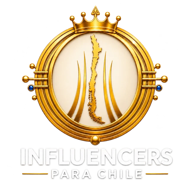Logo oficial de Influencers para Chile: sello dorado con corona y mapa de Chile